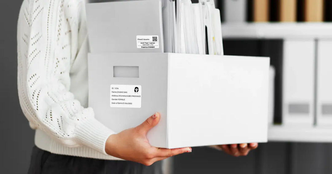 niimbot asset label on storage box