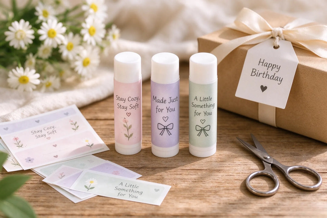 Cute custom chapstick labels for gift favors