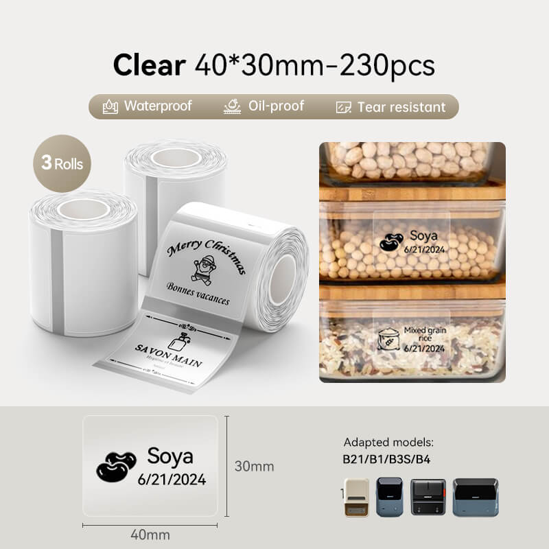 Transparentes Etikettenband für B21, B1, B3S