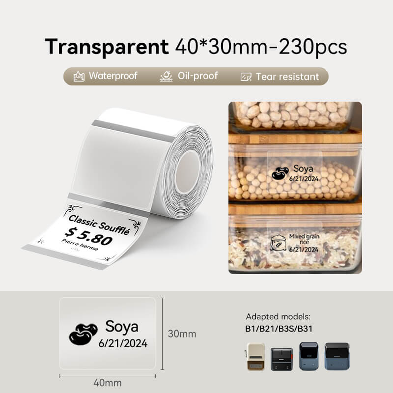 NIIMBOT Clear Label Paper for B21, B1, B3S —— NIIMBOT