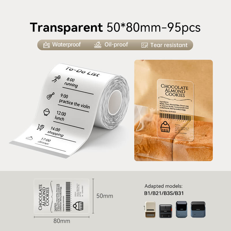 Transparentes Etikettenband für B21, B1, B3S