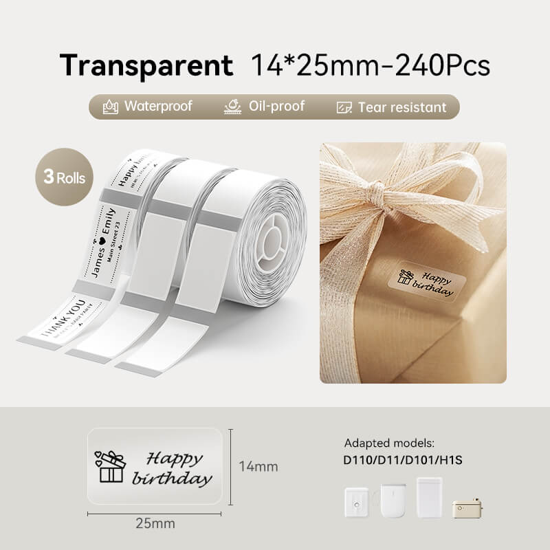 Nastro per etichette trasparente per D11, D110, D101