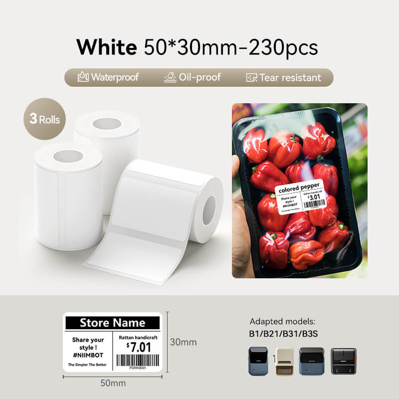 NIIMBOT Etiketten zelfklevende labeltape voor B21/B1/B3S labelprinter, 10 x 20 mm x 4 thermische labeltape voor kantoor, school, 300 etiketten/rol (2-rollen verpakking, wit NIIMBOT Etiketten zelfklevende labeltape voor B21/B1/B3S labelprinter, 10 x 20 mm x 4 thermische labeltape voor kantoor, school, 300 etiketten/rol (2-rollen verpakking, wit