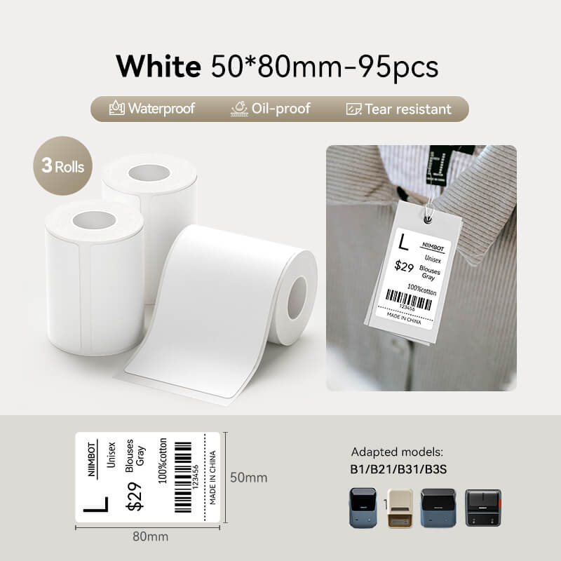 NIIMBOT Etiket voor B1 B21 B3S, zelfklevend, 50 x 70 mm, 110 NIIMBOT Etiket voor B1 B21 B3S, zelfklevend, 50 x 70 mm, 110