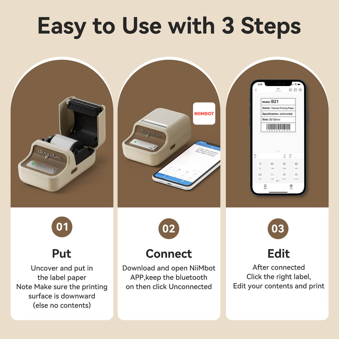 how to use B21 thermal printer