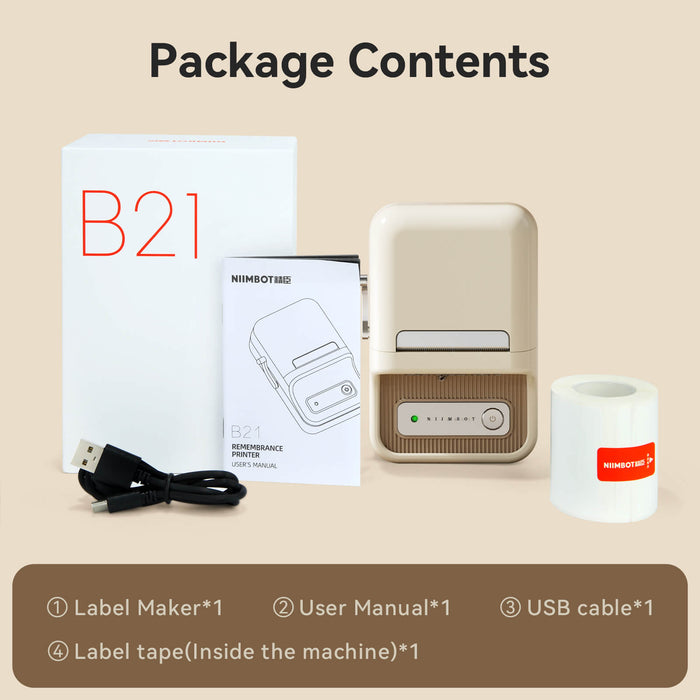 DEEPIN B21 Label Maker-Portable Bluetooth Thermal Label Maker Machine, 2  Inch Barcode Label Printer for Small Business, Clothing, Jewelry, Retail