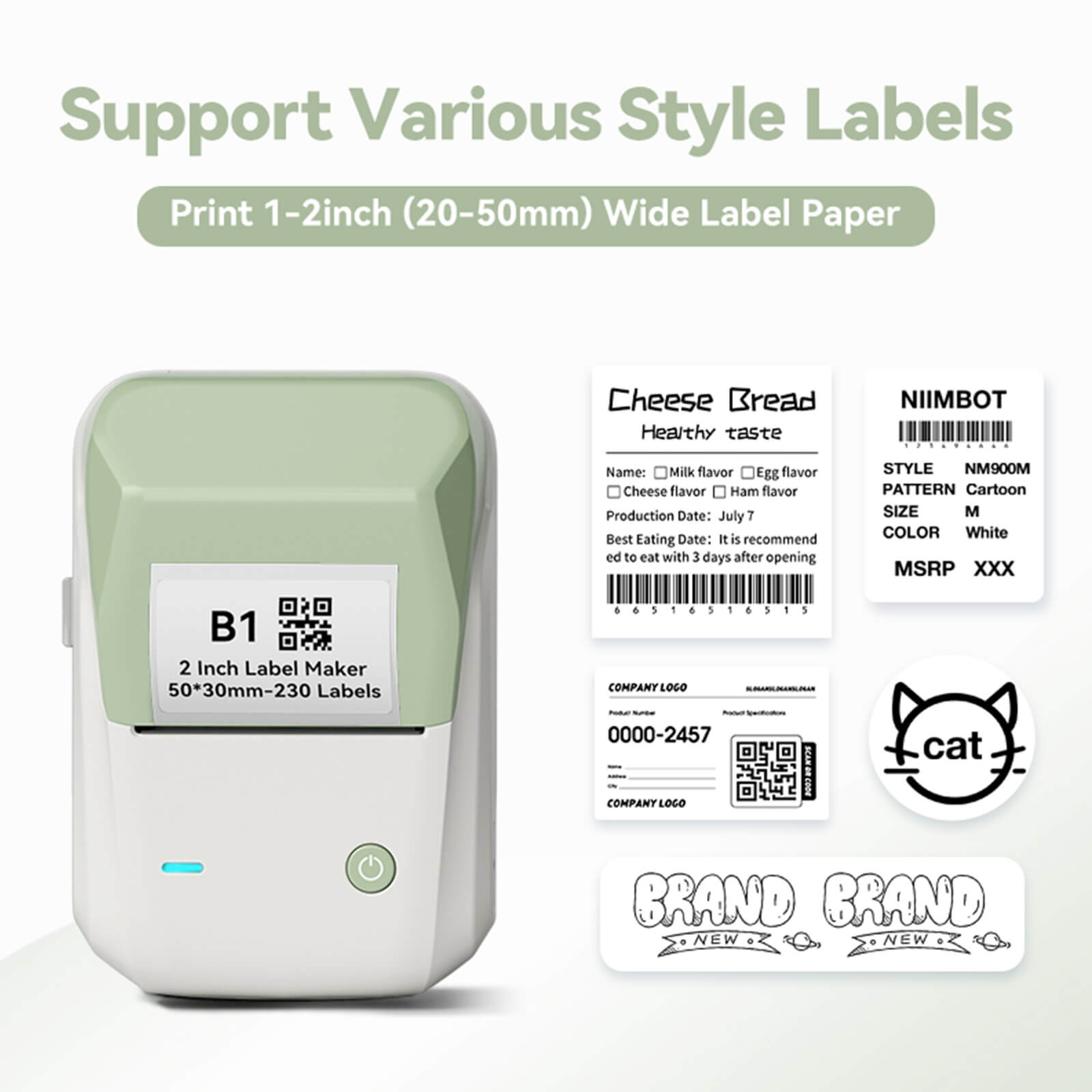 B1 2 Inch Inkless Label Maker with Tape - Create Professional