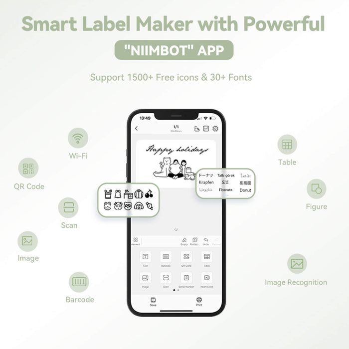 NIIMBOT B1 Label Maker with Auto Identification,2 Inch  Bluetooth Portable Label Printer Easy to Use for Office, Home, Business  (with 2x1.18 inch Label) : Office Products