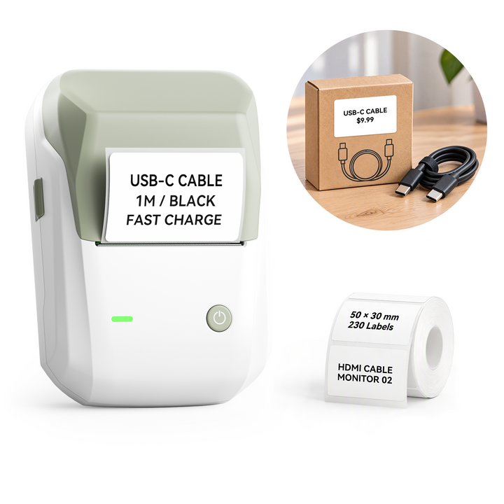 NIIMBOT B1 Thermal Cable Label Printer for Cable Management, Switch,Asset Label