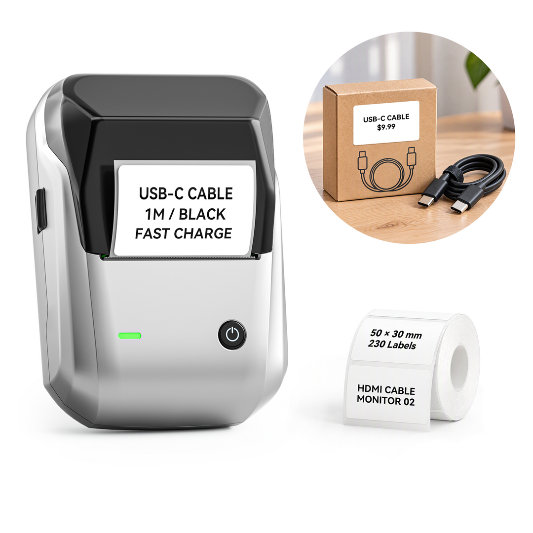 NIIMBOT B1 Thermal Cable Label Printer for Cable Management, Switch,Asset Label