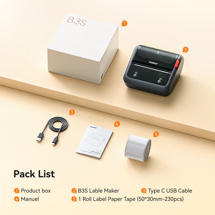 NIIMBOT B3S Thermal Label Printer - Streamline Labeling and Receipt Printing