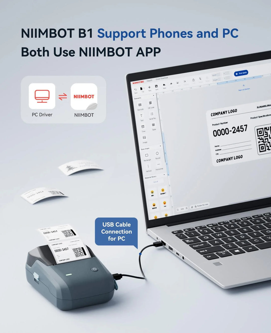 NIIMBOT B1 Bluetooth Label Maker Came with 3 Roll White Labels