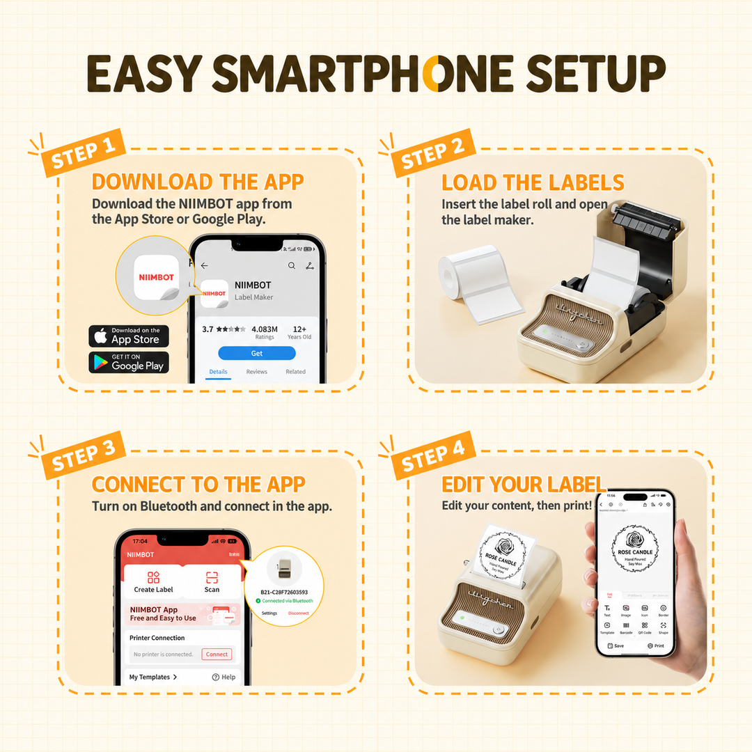 Impresora térmica de etiquetas Bluetooth NIIMBOT B21, eficiente para el hogar, la oficina y los negocios