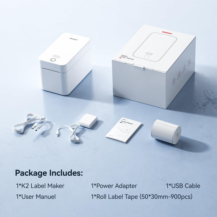 NIIMBOT K2 Desktop Thermal Label Printers 2 Inches Inkless Label Machine for iOS, Android, Laptop, Wireless Printer for Small Business