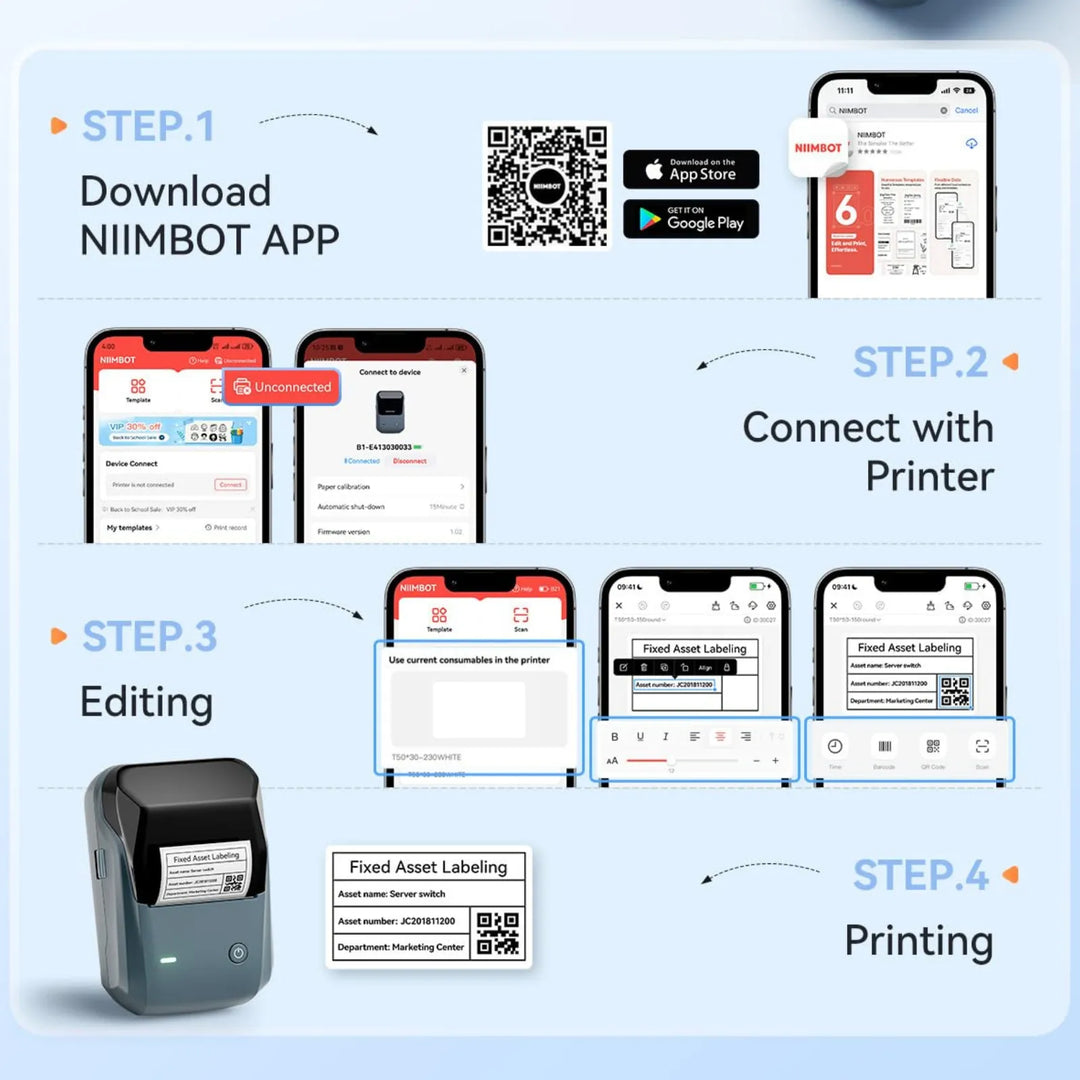 NIIMBOT B1 Multifunctional Office Label Printer