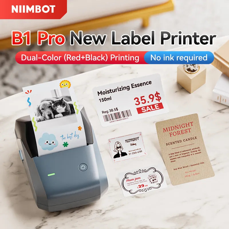 NIIMBOT B1 Pro Label Maker, 300DPI HD Label Printer, Ideal for Notes, Photos, Study and Work
