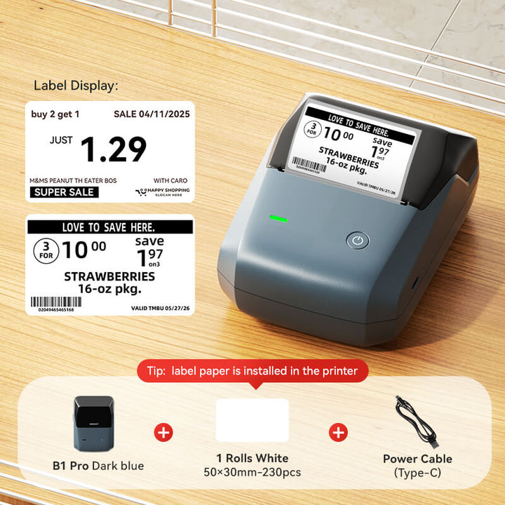 NIIMBOT B1 Inkless Thermal Label Printer, Create Professional Business Labels with Ease