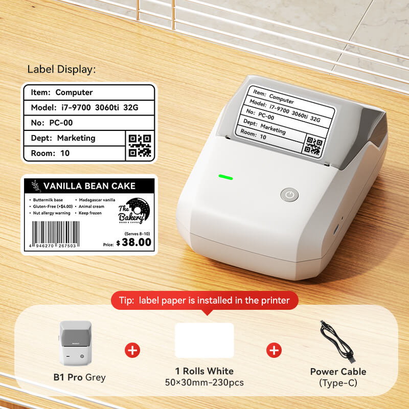 NIIMBOT B1 Pro Label Maker, 300DPI HD Label Printer, Ideal for Notes, Photos, Study and Work