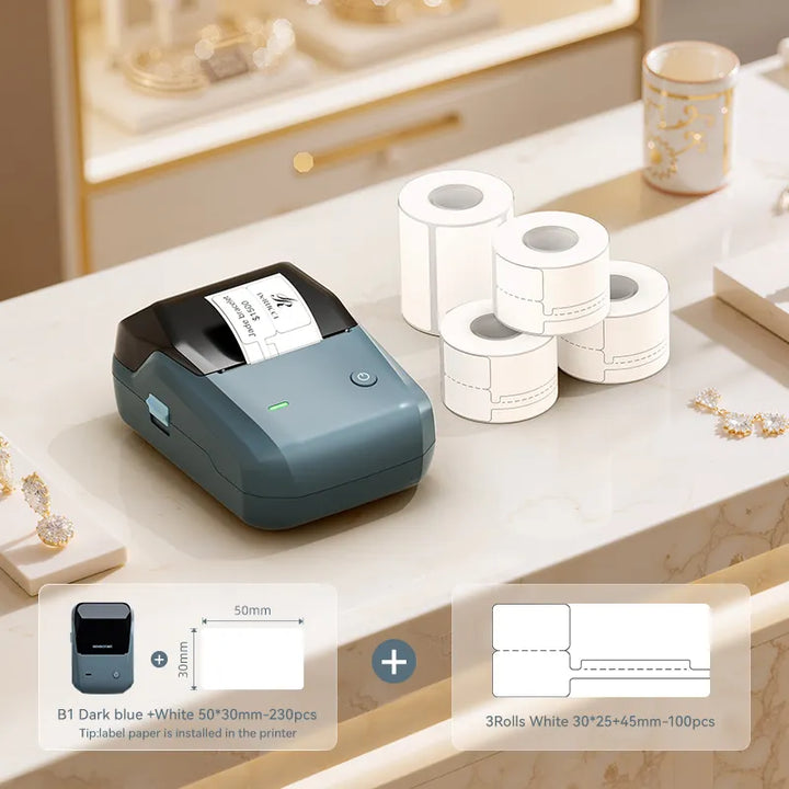 NIIMBOT B1 Thermal Jewelry Label Printer set (with 3 Rolls Jewelry Labels), for Jewelry sales, Support Android, iPhone, Windows