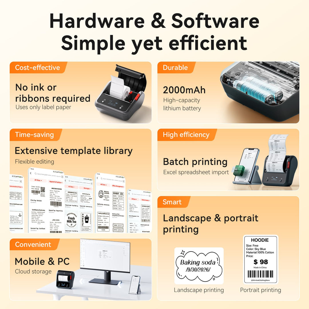 NIIMBOT B3S Thermal Label Printer - Streamline Labeling and Receipt Printing