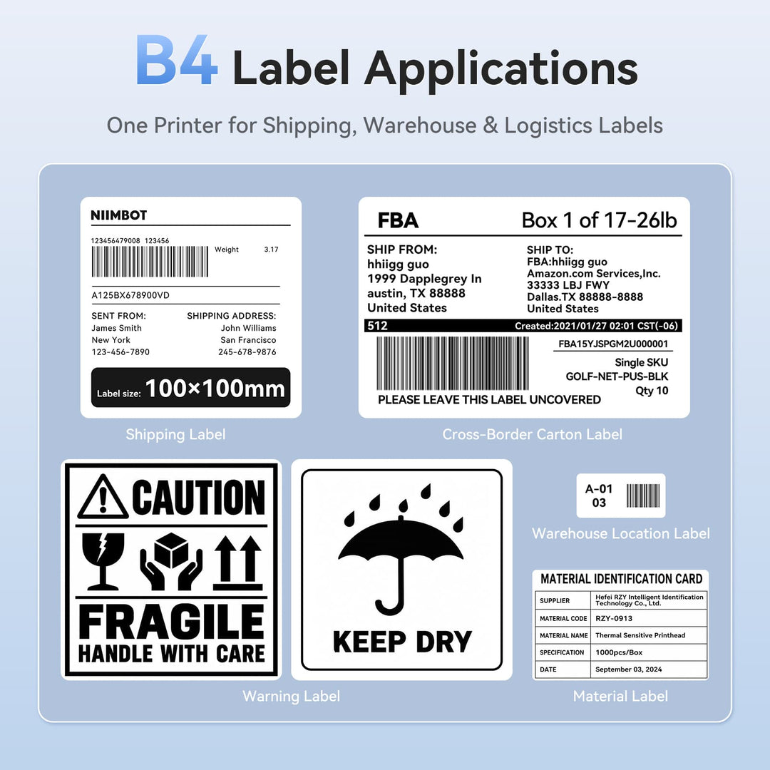 NIIMBOT B4 4-Inch Thermal Label Printer for Shipping Label, Package Label & Warehouse Logistic