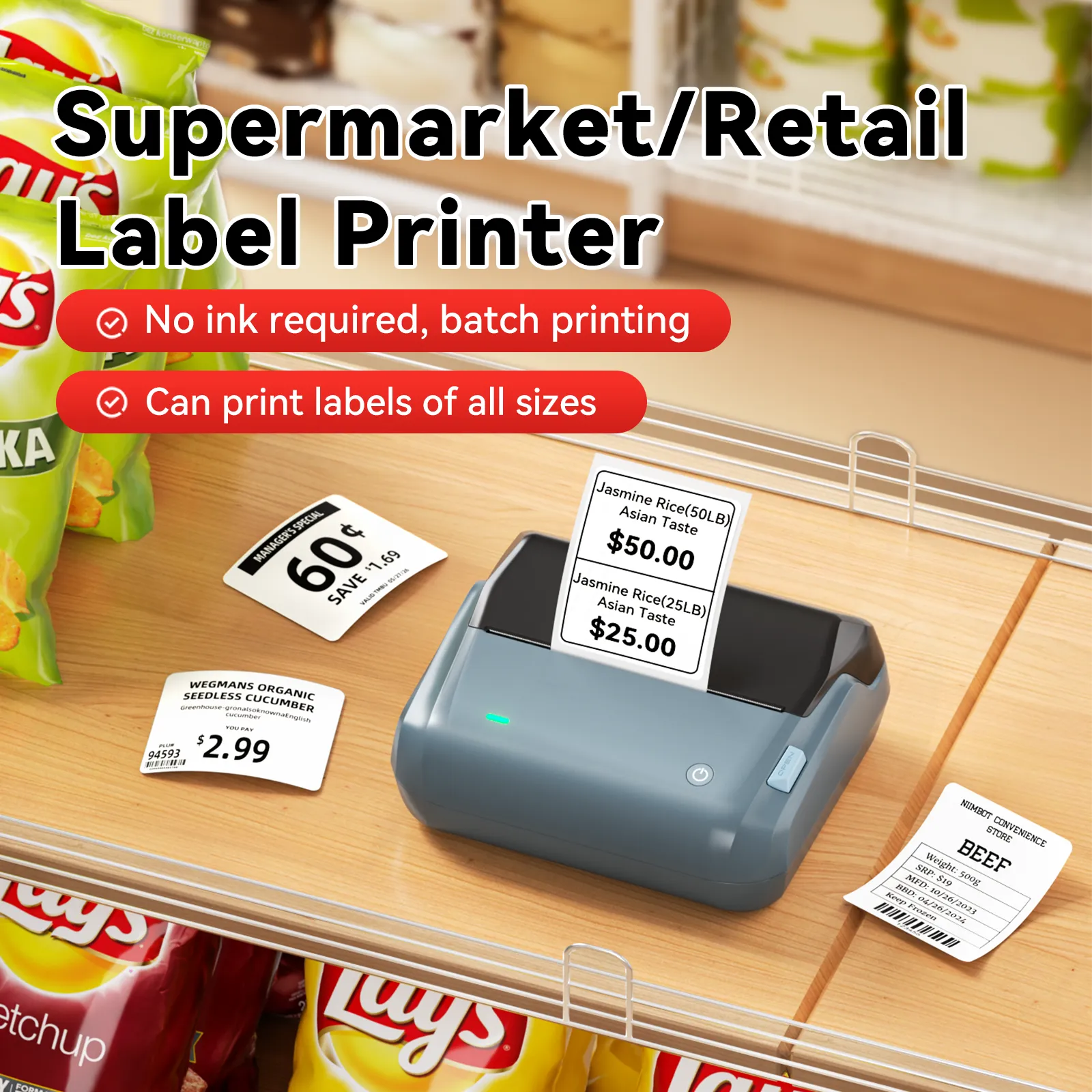 B4 Inkless Thermal Label Maker Supermarket Retail
