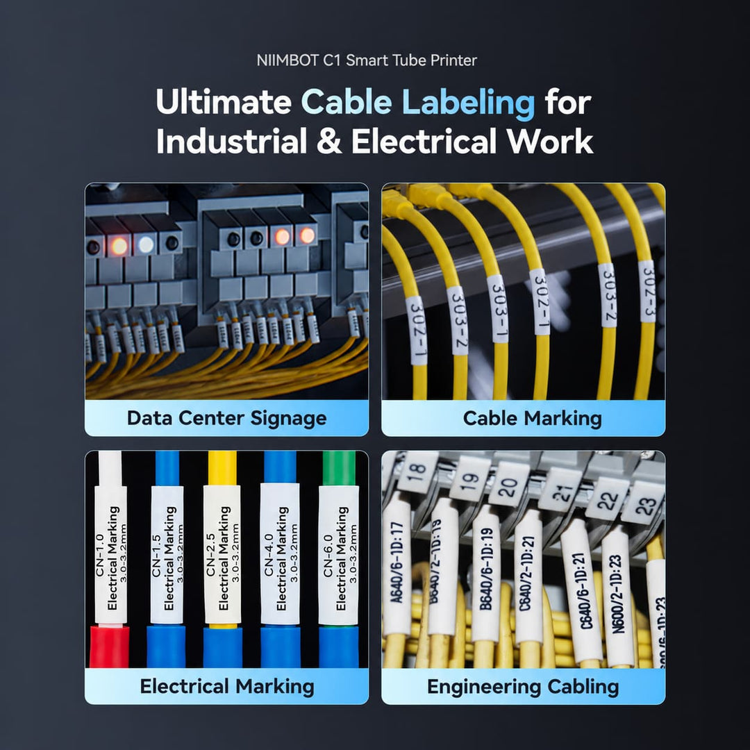 NIIMBOT C1 Smart Bluetooth Cable & Ferrule Printer — Suitable for cable and ferrule marking