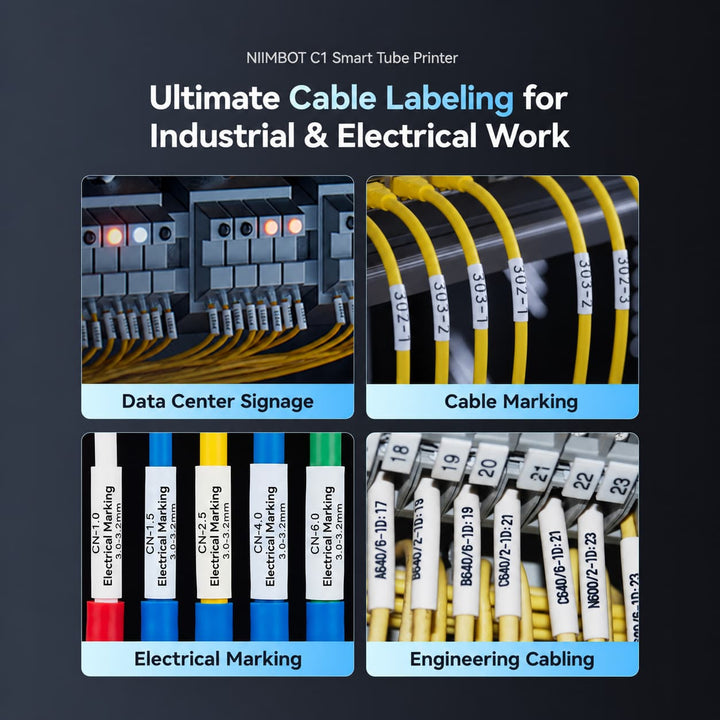NIIMBOT C1 Smart Bluetooth Cable & Ferrule Printer — Suitable for cable and ferrule marking