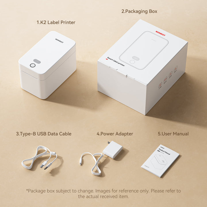 NIIMBOT K2 Bluetooth Desktop Thermal Label Printer for Food, Clothing, Asset Labels & Wristbands