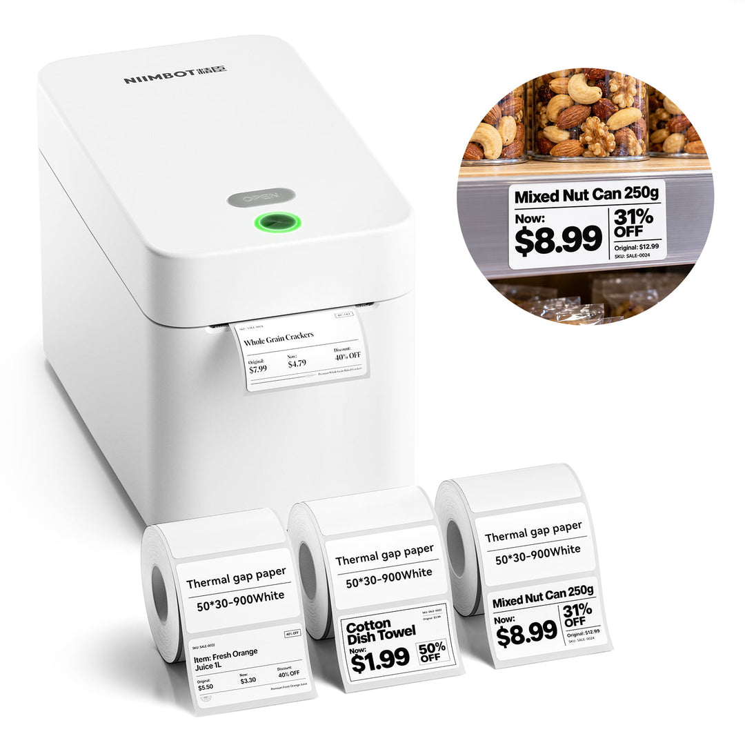 NIIMBOT K2 Bluetooth Desktop Thermal Label Printer for Food, Clothing, Asset Labels & Wristbands