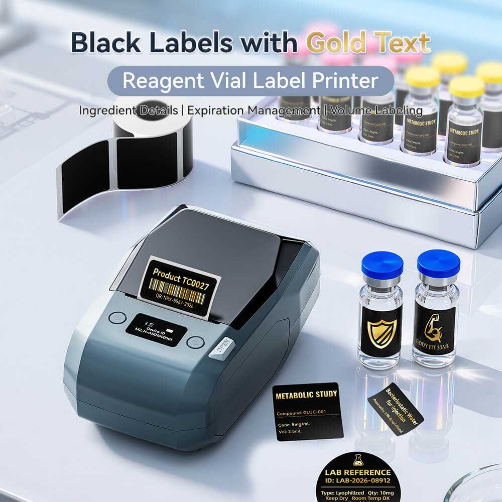 NIIMBOT M2 Black & Gold Label Printer Set: Supports Smart Color Printing Ideal for Various Vial Bottles and Vial Applications