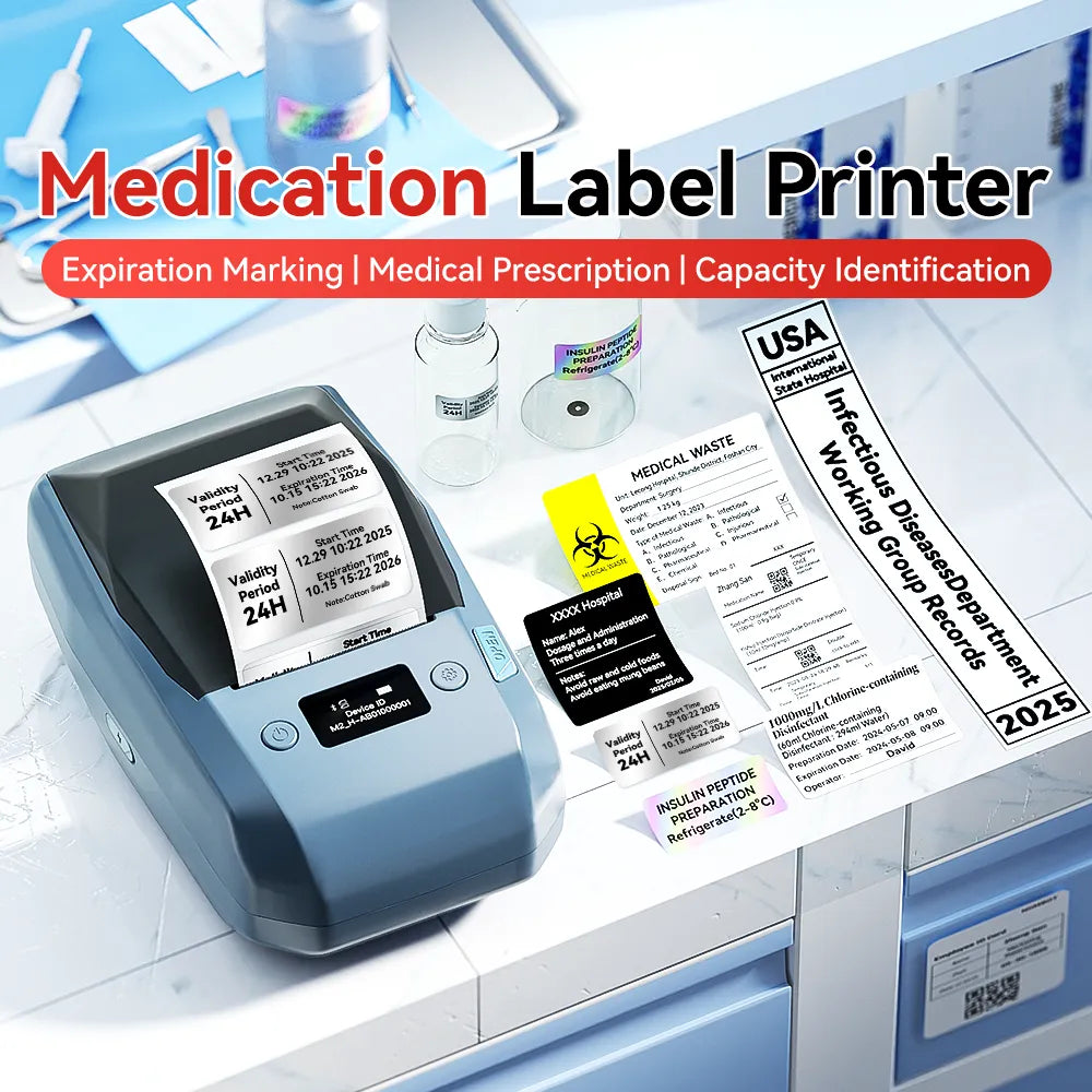 NIIMBOT M2 Medical Label Printer, Smart Color Printing with Phones & PC for Various Home Medicine Bottles and Medical Scenarios