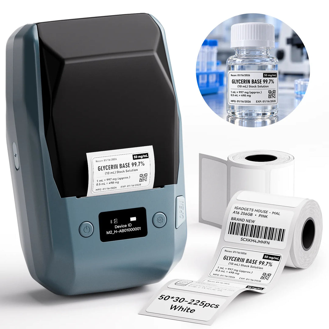 NIIMBOT M2 Thermotransfer-Etikettendrucker, intelligenter Farbdruck mit Telefonen und PC für Büro, Labor, Fläschchen