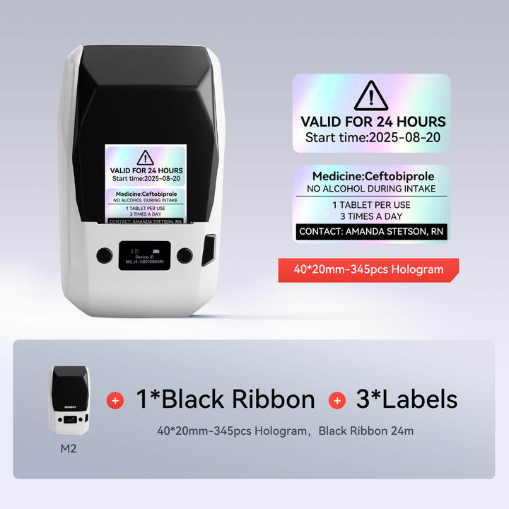 NIIMBOT M2 Thermal Transfer Label Maker, Smart Color Printing with Phones & PC for Office, Lab, Vial Bottle