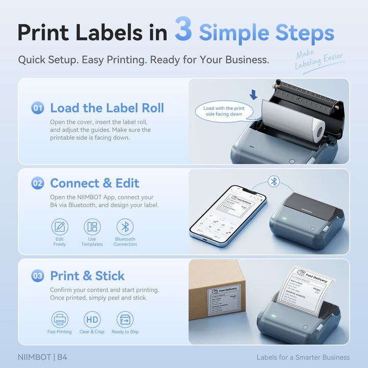 NIIMBOT B4 4-Inch Thermal Label Printer for Large Carton, Box & Warehouse Labels