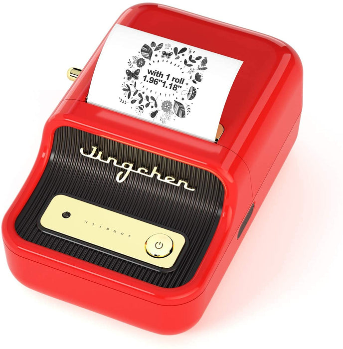 B21 Label Maker Machine with Tape - Efficient Labeling Solution, Red Set 2(1 B21 with Label + 5 Labels)