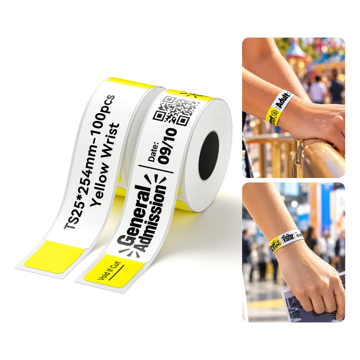 NIIMBOT Disposable Printable Wristbands, 25 × 254 mm | 100 Pack for K2/K3