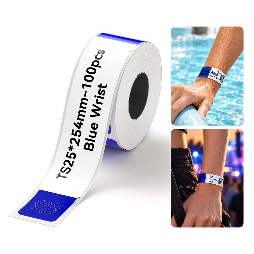 NIIMBOT Disposable Printable Wristbands, 25 × 254 mm | 100 Pack for K2/K3