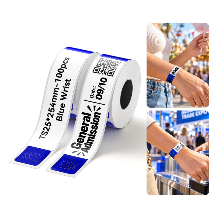 NIIMBOT Disposable Printable Wristbands, 25 × 254 mm | 100 Pack for K2/K3