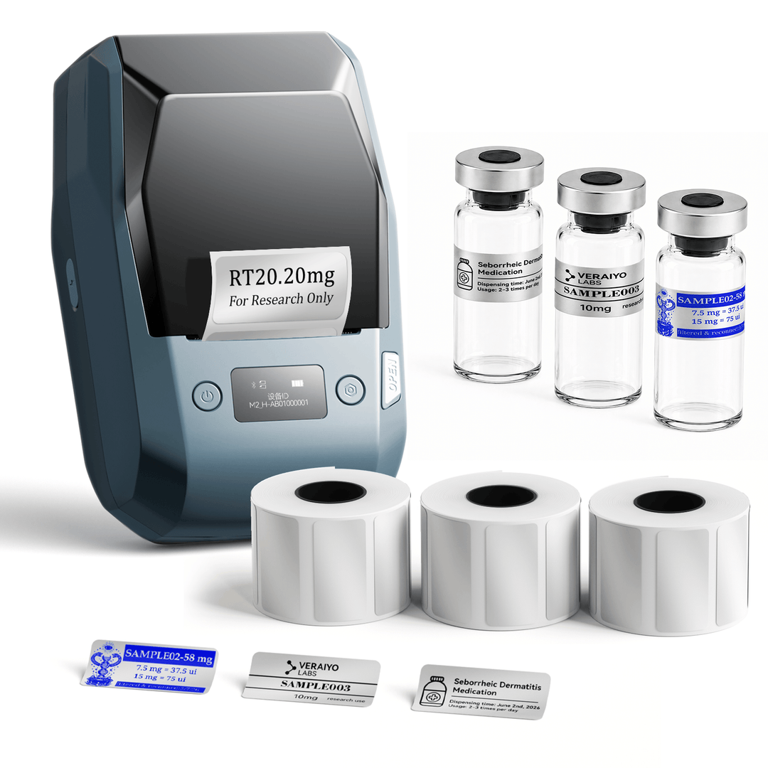 Lake Blue NIIMBOT M2 label printer with 3 rolls of 40 x 20 mm matte silver labels