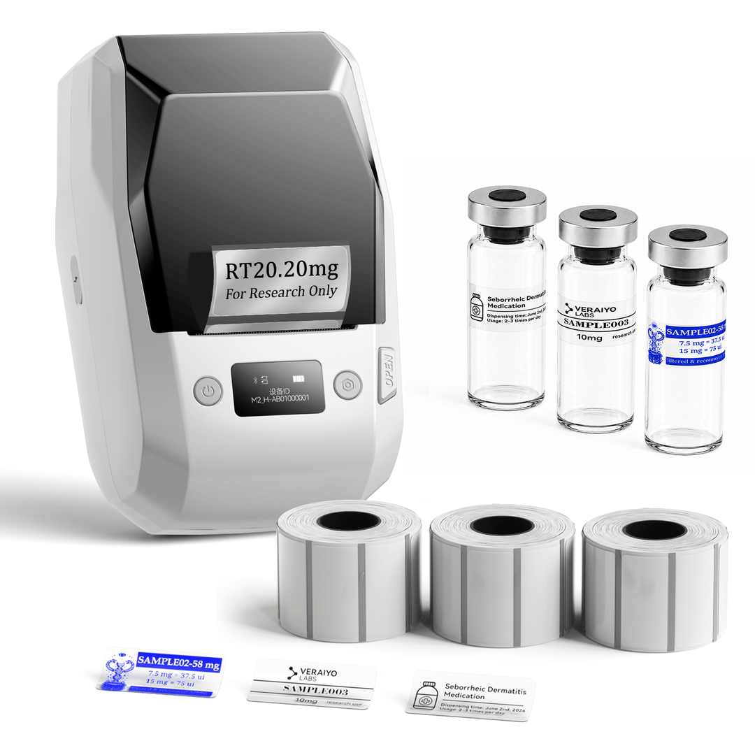  | White NIIMBOT M2 label printer with 3 rolls of 40 x 20 mm clear labels
