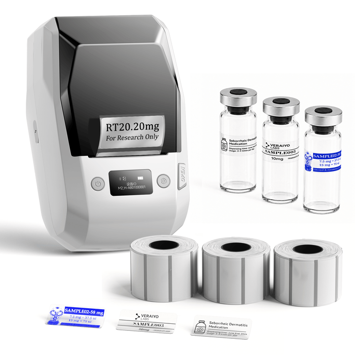  | White NIIMBOT M2 label printer with 3 rolls of 40 x 20 mm clear labels