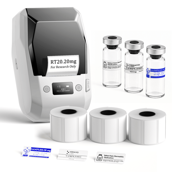 White NIIMBOT M2 label printer with 3 rolls of 40 x 20 mm white labels
