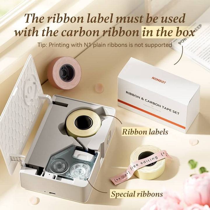 Niimbot N1 Smart Bluetooth Label Maker Machine, Handheld Thermal Transfer Printer for Gift Wrapping Ribbon, Home Storage Labels, Office Files, Jewelry Tags