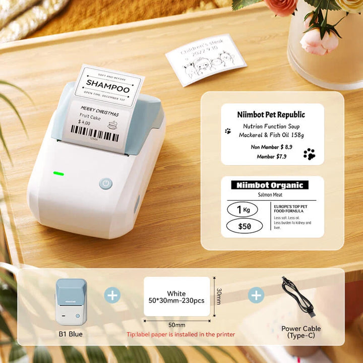 NIIMBOT B1 Thermal Cable Label Printer for Cable Management, Switch,Asset Label