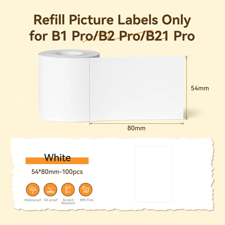 Photo Thermal Label Paper Only for B21 Pro, B1 Pro, B2 Pro