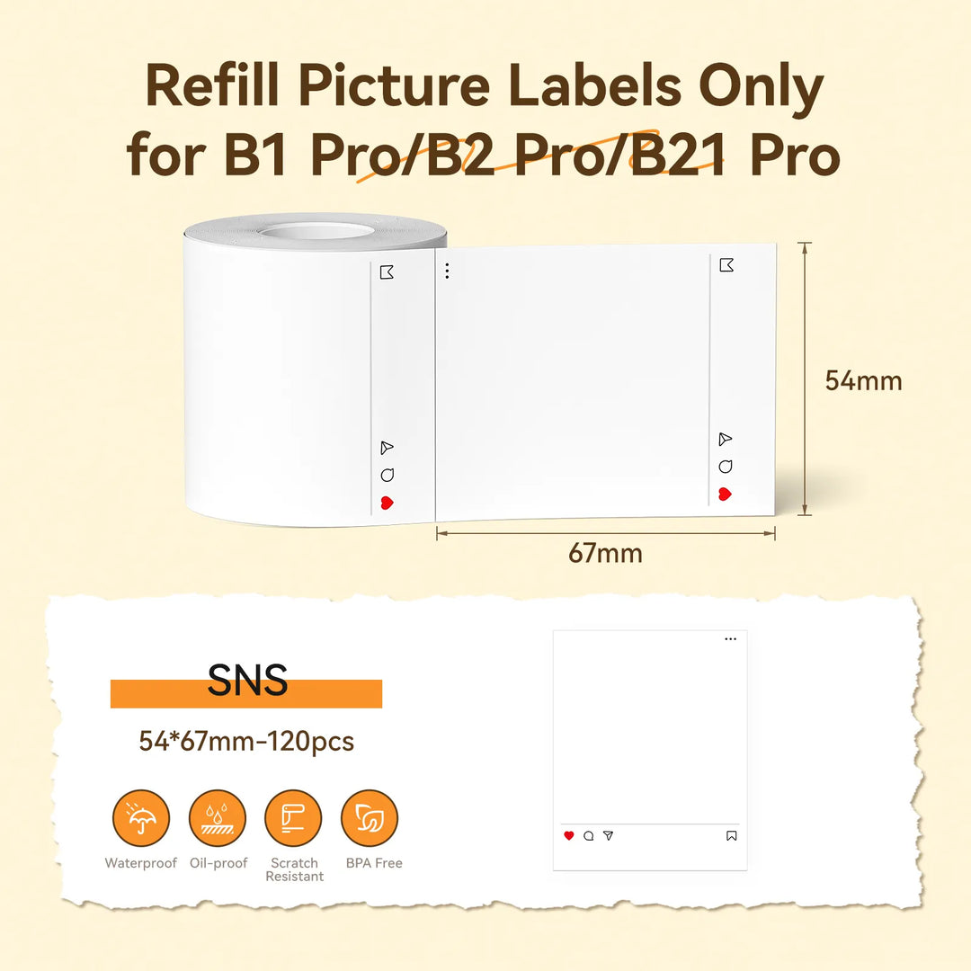 Photo Thermal Label Paper Only for B21 Pro, B1 Pro, B2 Pro