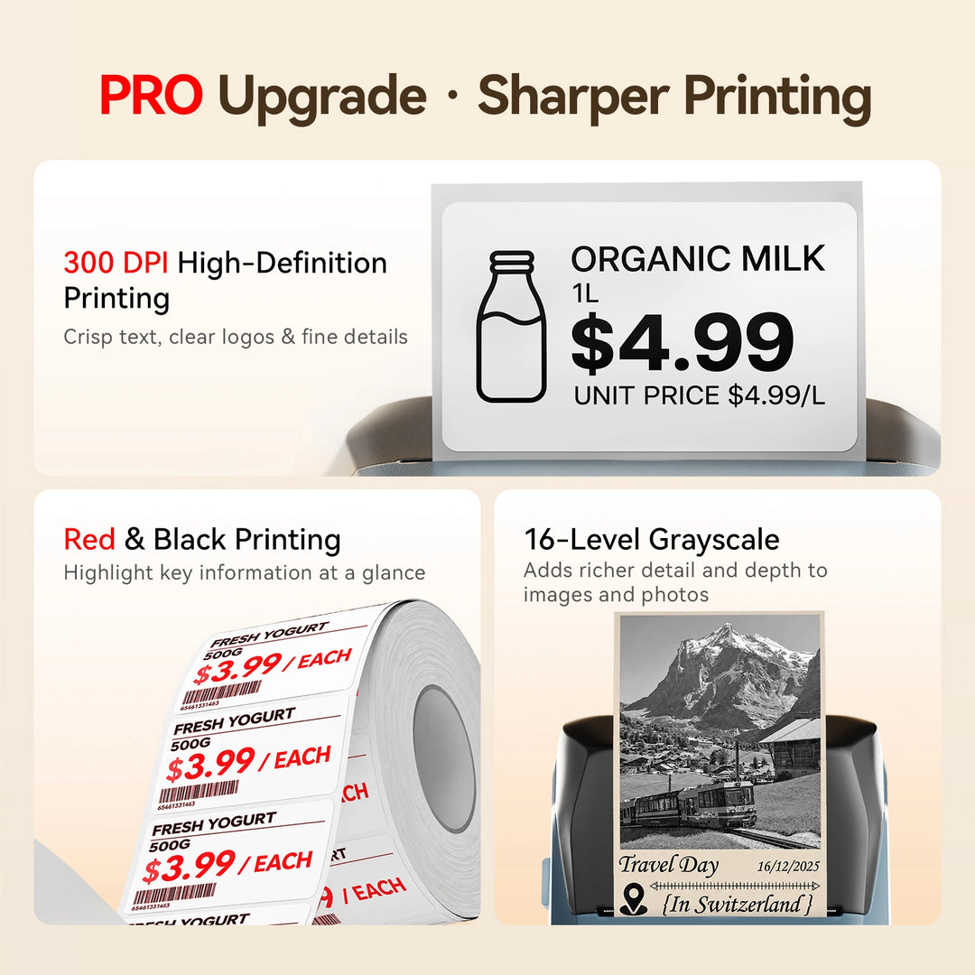 NIIMBOT B1 Pro Label Printer for Supermarket Price Tags, Wireless Bluetooth Barcode & Shelf Label Maker