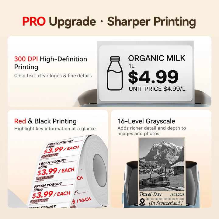 NIIMBOT B1 Pro Label Printer for Supermarket Price Tags, Wireless Bluetooth Barcode & Shelf Label Maker