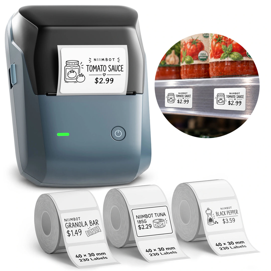NIIMBOT B1 Pro Label Printer for Supermarket Price Tags, Wireless Bluetooth Barcode & Shelf Label Maker